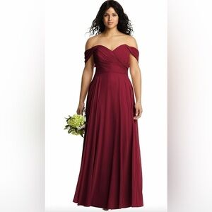 Dessy Collection Burgundy Chiffon Sweetheart Bridesmaid Gown Plus Dress 22